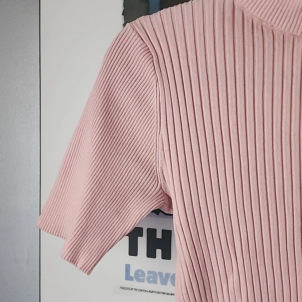 Pink Short Sleeve Turtleneck - Picture 3 of 7
